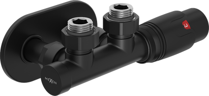 Mexen G00 termosztatikus szögletes készlet takaróléccel R, Duplex, DN50, fekete - W907-900-905-70