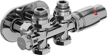 Mexen G00 set termostatic colțar/drept cu masca R, Duplex, DN50, crom - W908-900-905-01