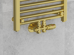 Mexen G00 termosztatikus készlet sarok/egyenes maszkolással R, Duplex, DN50, arany - W908-900-905-50