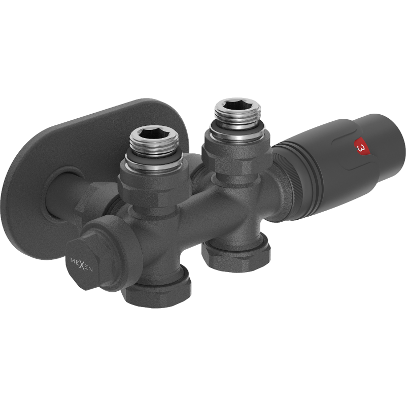 Mexen G00 set termostatic unghiular/linear cu mască R, Duplex, DN50, antracit - W908-900-905-66