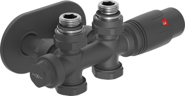 Mexen G00 termosztatikus szett szögletes/egyenes R borítással, Duplex, DN50, antracit - W908-900-905-66