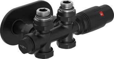 Mexen G00 set termostatic unghiular/drept cu mască R, Duplex, DN50, negru - W908-900-905-70