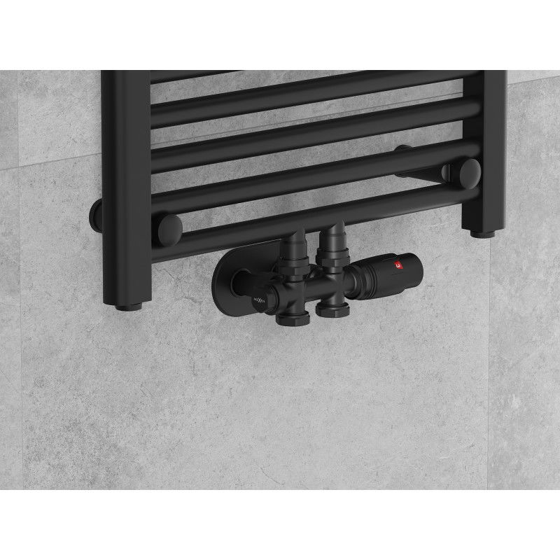 Mexen G00 set termostatic unghiular/drept cu mască R, Duplex, DN50, negru - W908-900-905-70