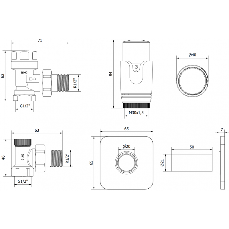 Mexen G00 termosztatikus készlet, sarok, S fedőlappal, króm - W901-900-909-01