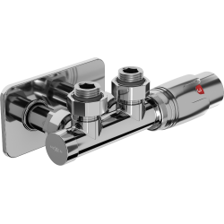 Mexen G00 set termostatic unghiular cu mască S, Duplex, DN50, crom - W907-900-910-01