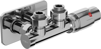 Mexen G00 termosztatikus sarokszelep készlet S takaróelemmel, Duplex, DN50, króm - W907-900-910-01