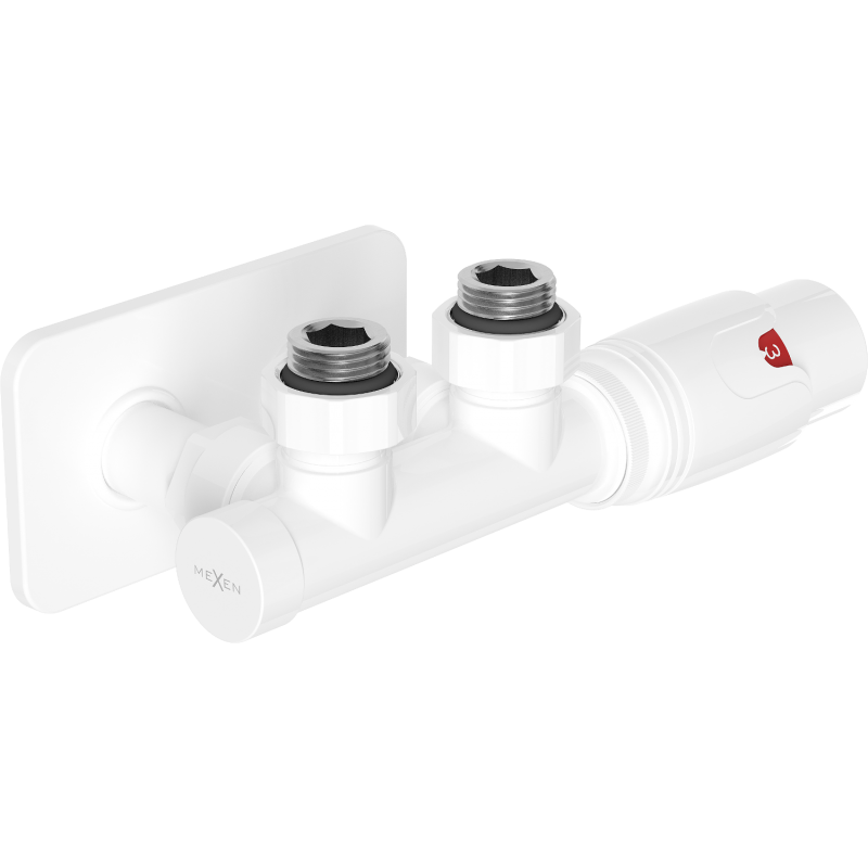 Mexen G00 termosztatikus szögletes készlet S burkolattal, Duplex, DN50, fehér - W907-900-910-20