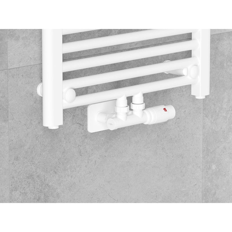 Mexen G00 set termostatic unghiular cu mască S, Duplex, DN50, alb - W907-900-910-20