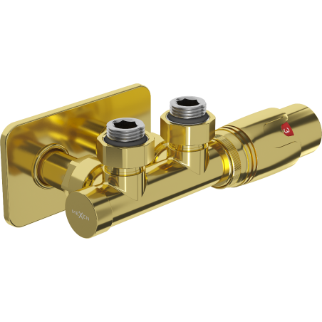 Mexen G00 set termostatic unghiular cu mască S, Duplex, DN50, auriu - W907-900-910-50