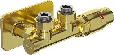 Mexen G00 set termostatic unghiular cu mască S, Duplex, DN50, auriu - W907-900-910-50