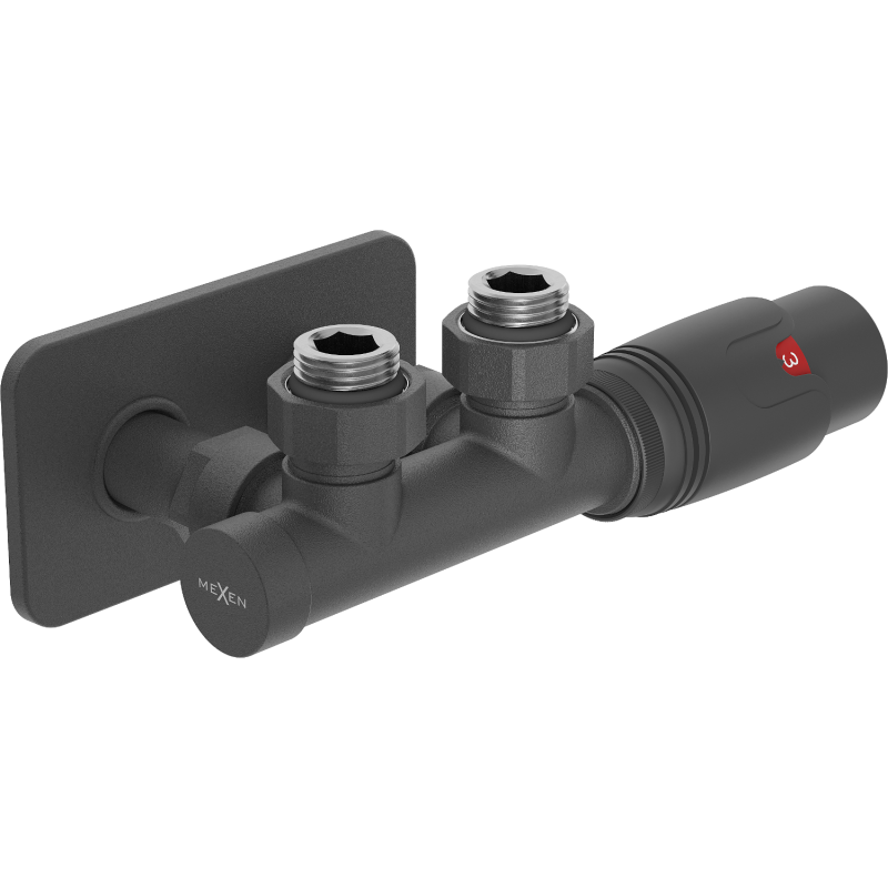 Mexen G00 termosztatikus készlet szögletes burkolattal S, Duplex, DN50, antracit - W907-900-910-66