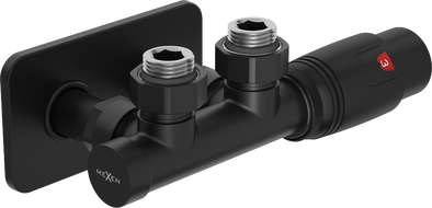 Mexen G00 termosztatikus sarokszett S burkolattal, Duplex, DN50, fekete - W907-900-910-70