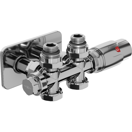 Mexen G00 set termostatic unghiular/drept cu mască S, Duplex, DN50, crom - W908-900-910-01