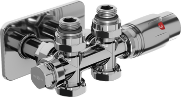 Mexen G00 termosztatikus készlet sarok/egyenes takaróval S, Duplex, DN50, króm - W908-900-910-01