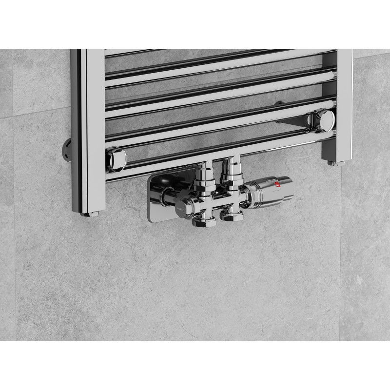 Mexen G00 set termostatic unghiular/drept cu mască S, Duplex, DN50, crom - W908-900-910-01