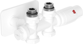 Set termostatic Mexen G00 colțar/drept cu capac S, Duplex, DN50, alb - W908-900-910-20