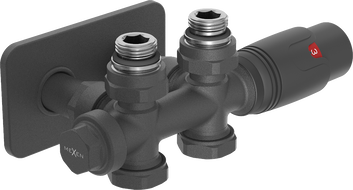Mexen G00 termosztatikus szett szögletes/egyenes, burkolattal S, Duplex, DN50, antracit - W908-900-910-66