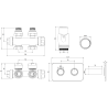 Mexen G00 termosztatikus készlet sarok/egyenes maszkos S, Duplex, DN50, fekete - W908-900-910-70
