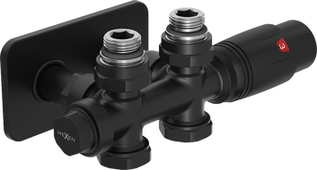 Mexen G00 set termostatic unghiular/drept cu mască S, Duplex, DN50, negru - W908-900-910-70