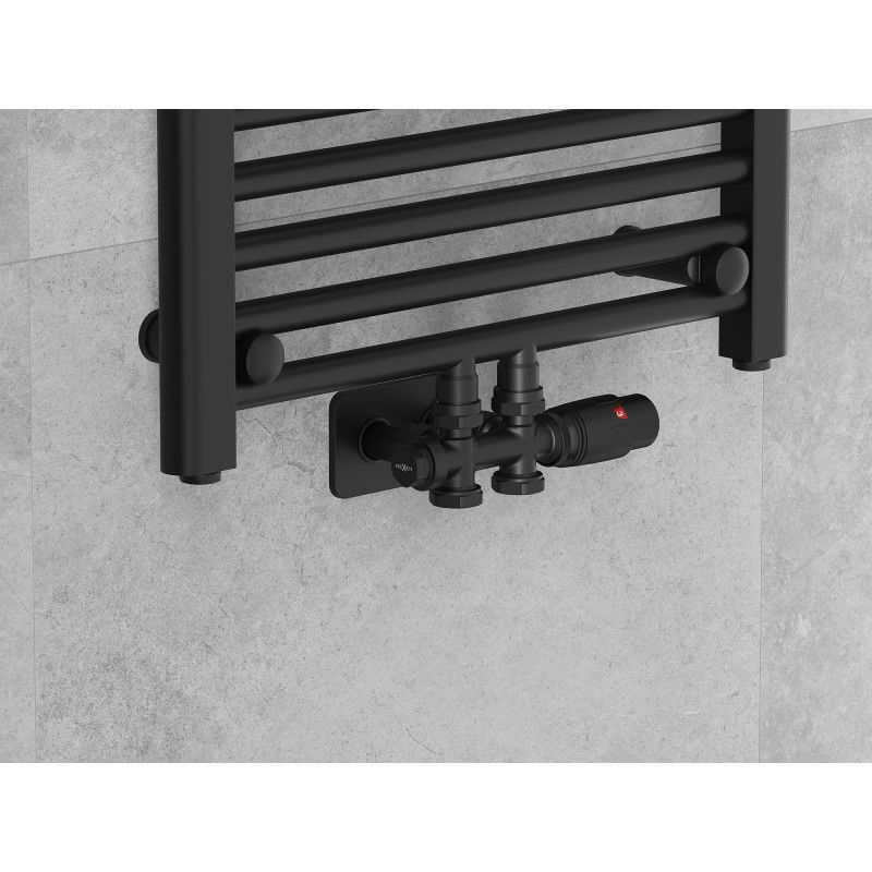 Mexen G00 set termostatic unghiular/drept cu mască S, Duplex, DN50, negru - W908-900-910-70