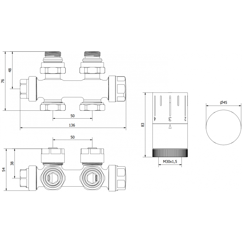 Mexen G05 termosztatikus készlet axiális, króm - W903-958-01