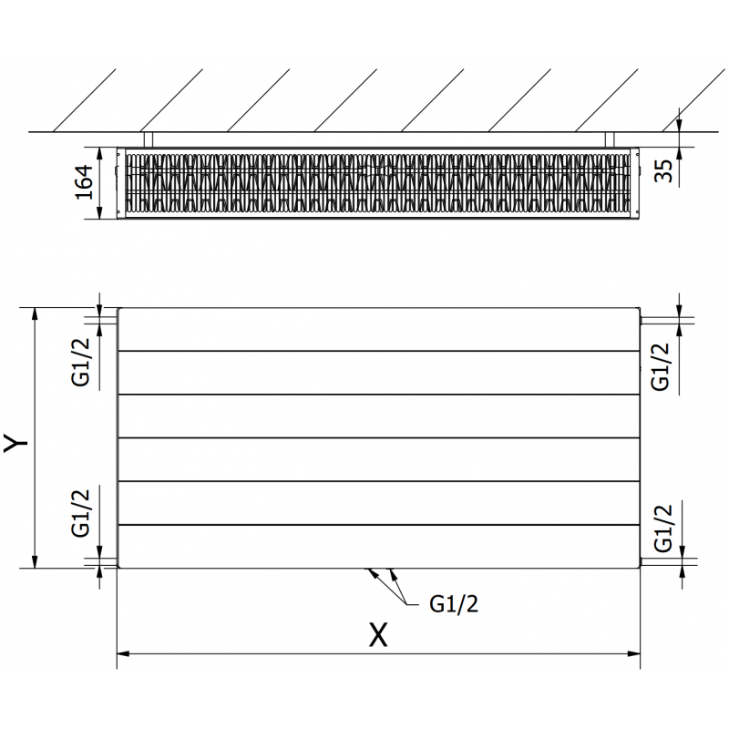 Mexen Line CCL33 radiator cu panou 600 x 1300 mm, conectare inferioară centrală, 2861 W, alb - W6C33L-060-130-00