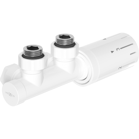 Mexen G05 termosztatikus készlet, szögletes, Duplex, DN50, fehér - W907-958-20