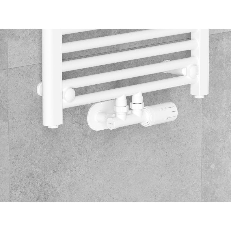 Mexen G05 termosztatikus készlet, szögletes, Duplex, DN50, fehér - W907-958-20