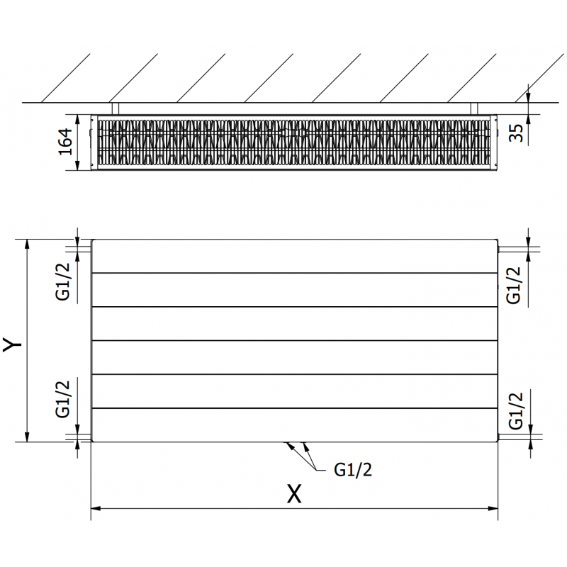 Mexen Line CCL33 radiator cu plăci 900 x 1500 mm, racordare inferioară centrală, 4501 W, alb - W6C33L-090-150-00