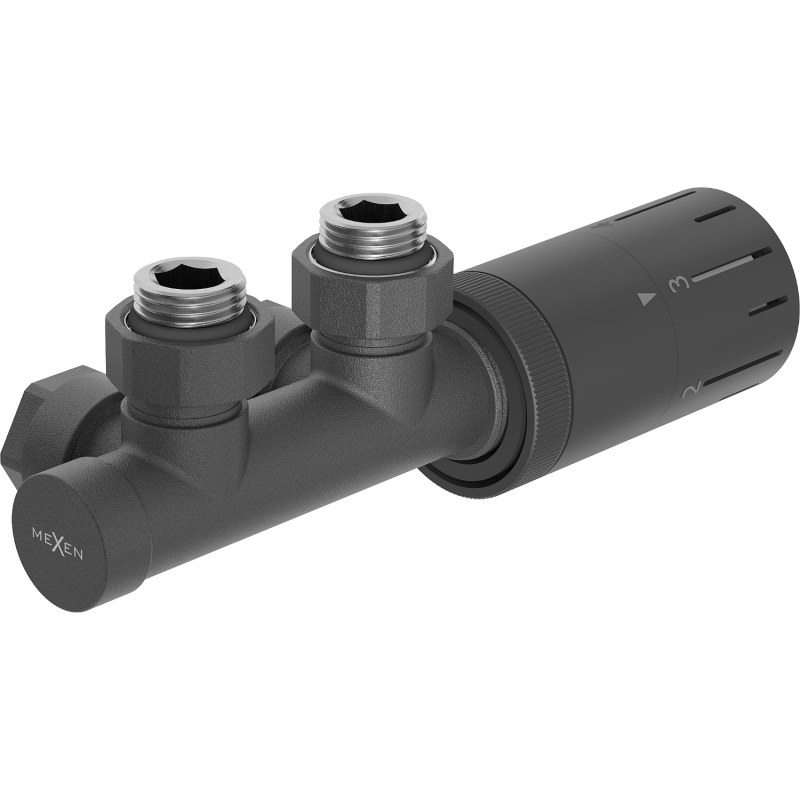 Mexen G05 set termostatic unghiular, Duplex, DN50, antracit - W907-958-66