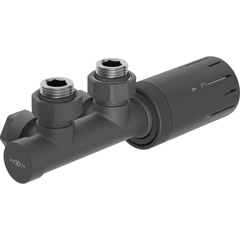 Mexen G05 termosztatikus szett, sarok, Duplex, DN50, antracit - W907-958-66