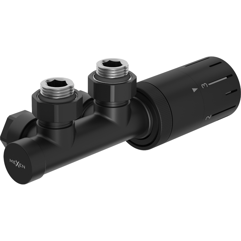 Mexen G05 set termostatic unghiular, Duplex, DN50, negru - W907-958-70