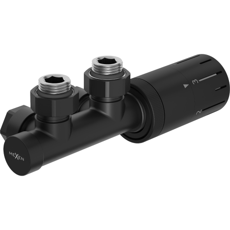Mexen G05 set termostatic unghiular, Duplex, DN50, negru - W907-958-70