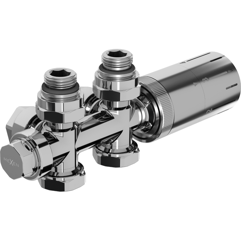 Mexen G05 set termostatic unghiular/drept, Duplex, DN50, crom - W908-958-01