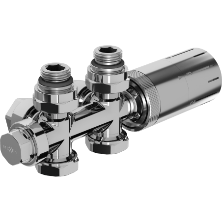 Mexen G05 set termostatic unghiular/drept, Duplex, DN50, crom - W908-958-01