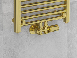 Mexen G05 termosztatikus sarok/egyenes szett, Duplex, DN50, arany - W908-958-50