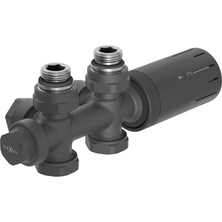 Mexen G05 termosztatikus szett sarok/egyenes, Duplex, DN50, antracit - W908-958-66