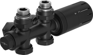 Mexen G05 termosztatikus készlet szögletes/egyenes, Duplex, DN50, fekete - W908-958-70