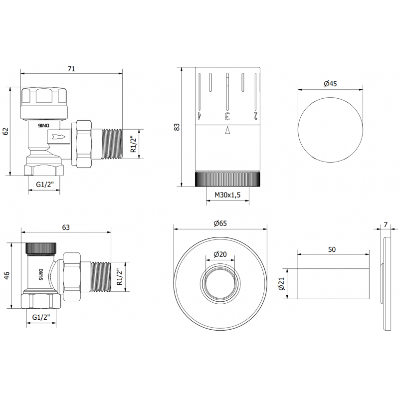Mexen G05 set termostatic unghiular cu mască R, crom - W901-958-904-01