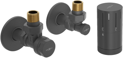 Mexen G05 set termostatic unghiular cu mască R, antracit - W901-958-904-66