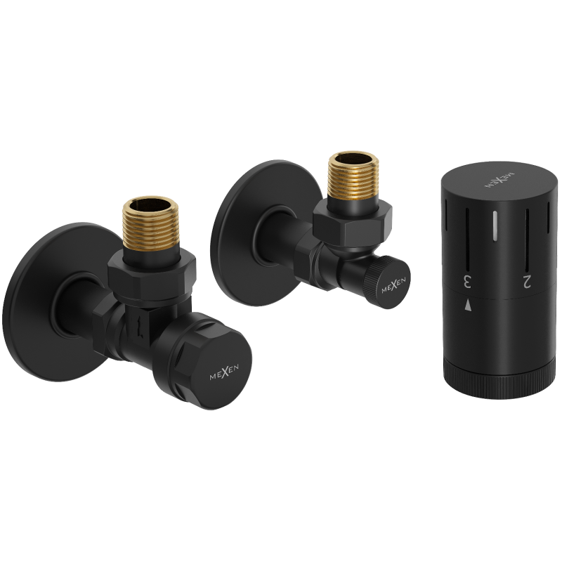 Mexen G05 set termostatic colțar cu mască R, negru - W901-958-904-70