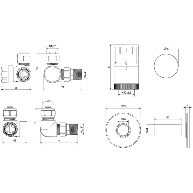 Mexen G05 set termostatic axial cu mască R, crom - W903-958-904-01