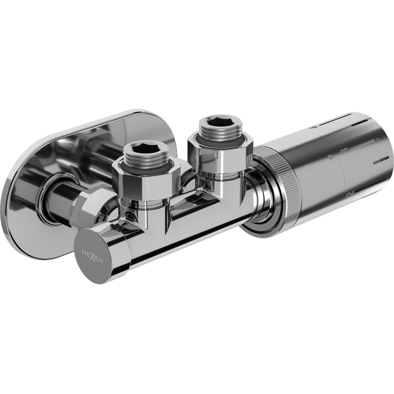 Mexen G05 set termostatic în unghi cu mască R, Duplex, DN50, crom - W907-958-905-01