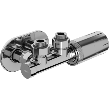 Mexen G05 set cu termostat de colț cu mască R, Duplex, DN50, crom - W907-958-905-01
