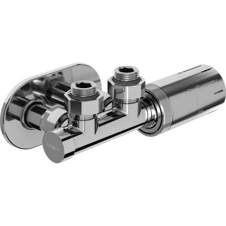 Mexen G05 set termostatic în unghi cu mască R, Duplex, DN50, crom - W907-958-905-01