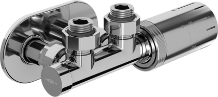 Mexen G05 set termostatic în unghi cu mască R, Duplex, DN50, crom - W907-958-905-01