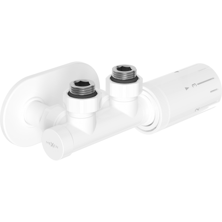 Mexen G05 set termostatic unghiular cu mascare R, Duplex, DN50, alb - W907-958-905-20