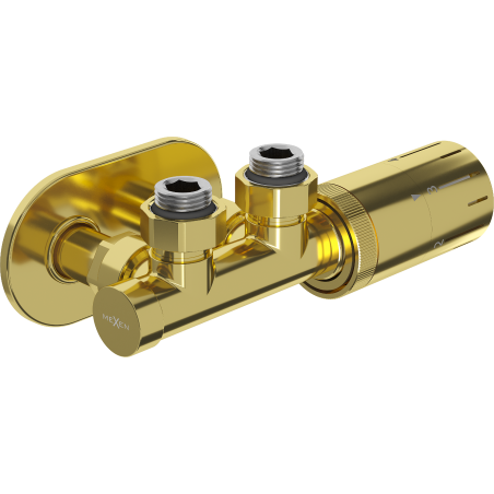 Mexen G05 termosztatikus szett sarokmaszk R, Duplex, DN50, arany - W907-958-905-50