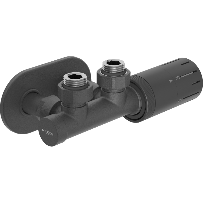 Mexen G05 termosztatikus sarok készlet burkolattal R, Duplex, DN50, antracit - W907-958-905-66