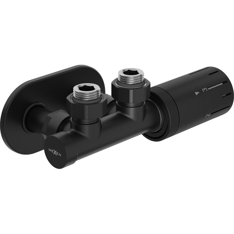 Mexen G05 szögletes termosztatikus készlet borítással R, Duplex, DN50, fekete - W907-958-905-70